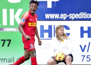 Isaac Atanga scores again for FC Nordsjaelland in 2-1 defeat to FC Midtjylland
