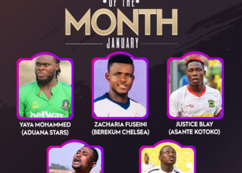 Yahaya Mohammed, Adebayor & three others nominated for NASCO Premier League Player of the month for January