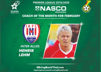 Inter Allies coach Henrik Lehm Wins February NASCO GPL Coach Of The Month Award