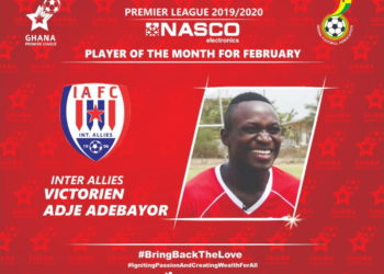 Inter Allies star Victorien Adje Adebayor Named February NASCO GPL Player Of The Month