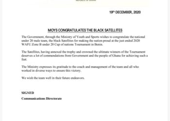 Sports Ministry congratulates Black Satellites for Wafu Championship triumph