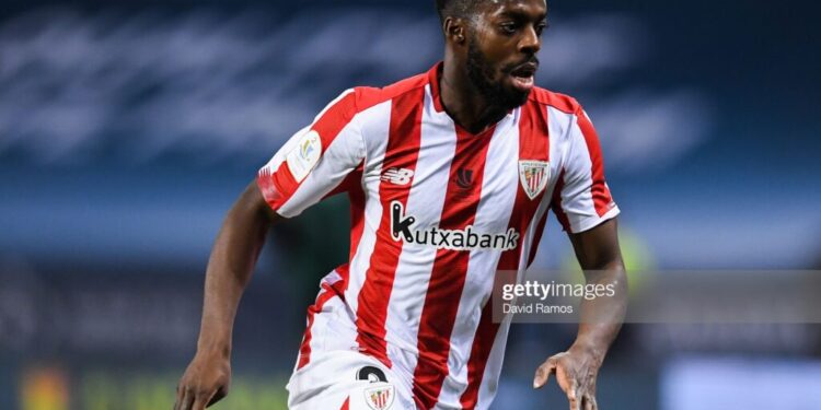 SEVILLE, SPAIN - JANUARY 17: Iñaki Williams of Athletic Club looks on during the Supercopa de Espana Final match between FC Barcelona and Athletic Club at Estadio de La Cartuja on January 17, 2021 in Seville, Spain. Sporting stadiums around Spain remain under strict restrictions due to the Coronavirus Pandemic as Government social distancing laws prohibit fans inside venues resulting in games being played behind closed doors. (Photo by David Ramos/Getty Images)