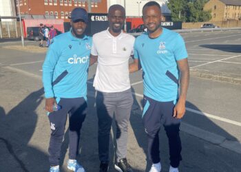 ‘On duty for Ghana yesterday’ – Black Stars assist. coach George Boateng meets Jordan, Schlupp