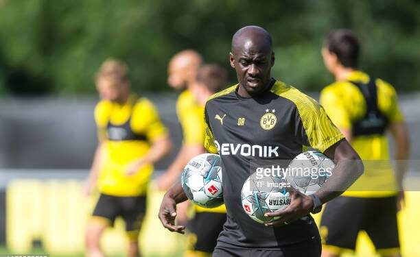 BAD RAGAZ, SWITZERLAND - AUGUST 01: Talent Manager Otto Addo of Borussia Dortmund looks on during the Borussia Dortmund training camp session on August 01, 2019 in Bad Ragaz, Switzerland. (Photo by TF-Images/Getty Images)