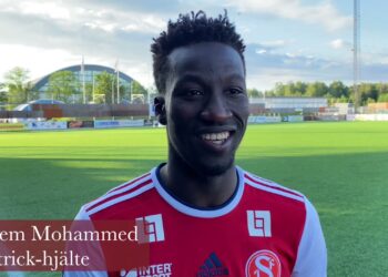 Ghanaian attacker Naeem Mohammed scores for Sandvikens IF