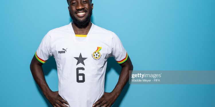 DOHA, QATAR - NOVEMBER 20: Elisha Owusu of Ghana poses during the official FIFA World Cup Qatar 2022 portrait session on November 20, 2022 in Doha, Qatar. (Photo by Maddie Meyer - FIFA/FIFA via Getty Images)