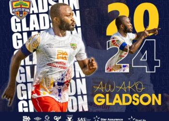 Black Galaxies captain Gladson Awako signs one-year contract extension with Hearts of Oak