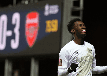 NO STOPPING HIM: Eddie Nketiah has scored four goals in last four starts for Arsenal