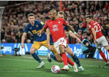 Andre Ayew reacts to Nottingham Forest defeat against Newcastle United