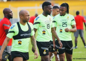 PHOTOS: Chris Hughton trains with EIGHT players at the Accra Sports Stadium as Black Stars open camp for Angola clash