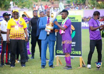 Ghana FA President Kurt Okraku congratulates Medeama on winning historic Bepawa Premier League title