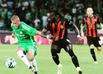 Ghanaian forward Seth Paintsil reacts to Humran Spartans champions league defeat to Maccabi Haifa
