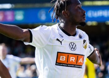 Ghanaian striker Ibrahim Sadiq scores winning goal for BK Häcken against AIK in Sweden