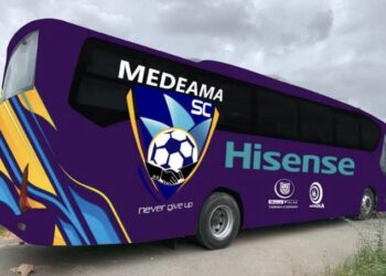 VIDEO: Hisense gifts Medeama brand new 47-seater Yangzhou Asiastar Bus