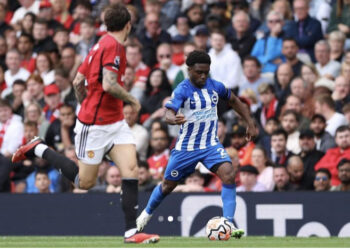 Ghana defender Tariq Lamptey reacts after Brighton win over Manchester United