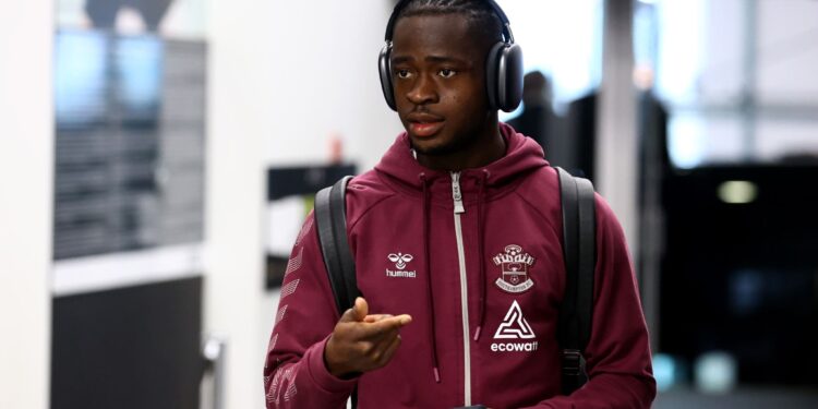 NEWCASTLE UPON TYNE, ENGLAND - APRIL 30: Kamaldeen Sulemana of Southampton ahead of the Premier League match between Newcastle United and Southampton FC at St. James Park on April 30, 2023 in Newcastle upon Tyne, England. (Photo by Matt Watson/Southampton FC via Getty Images)