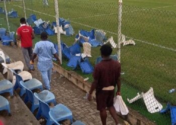 Kotoko fans dismantle seats at Dr. Kwame Kyei Sports Complex over penalty appeal