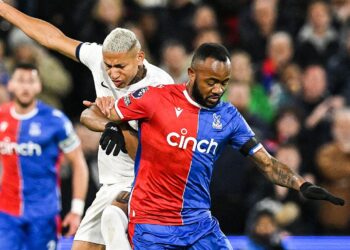Ghana forward Jordan Ayew scores for Crystal Palace against Tottenham