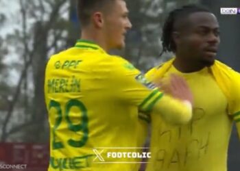 VIDEO: Nigerian star forward Moses Simon pays tribute to Raphael Dwamena after scoring for Nantes