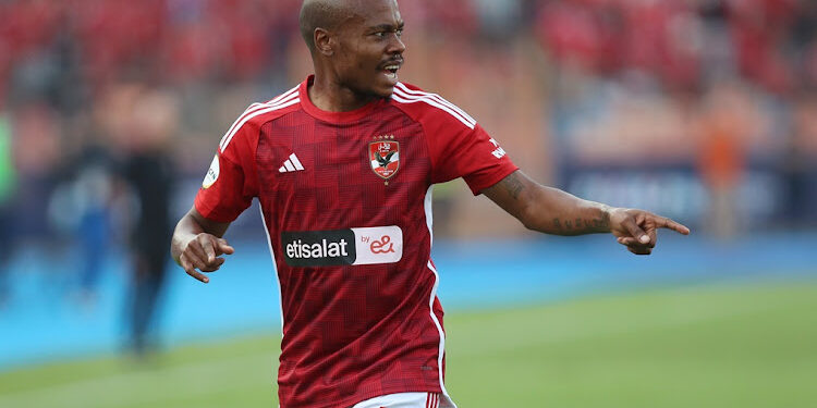 Percy Tau of Al Ahly during the 2023 African Football League match between Al Ahly and Simba held at Cairo International Stadium in Cairo, Egypt on 24 October 2023 ©Weam Mostafa/BackpagePix
