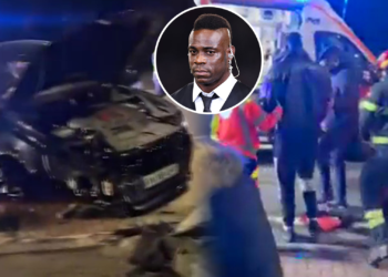 VIDEO: Mario Balotelli cheats death after smashing his car into wall in horror accident