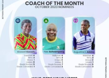 Maxwell Konadu, Yaw Acheampong and Evans Adotey up for coach of the month award