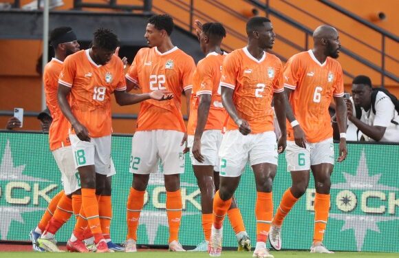 Sebastien Haller of Ivory Coast celebrates goal during the 2023 International football friendly between Ivory Coast and Morocco at the Felix Houphouet Boigny Stadium, Abidjan, Ivory Coast on 14 October 2023 ©Gavin Barker/BackpagePix