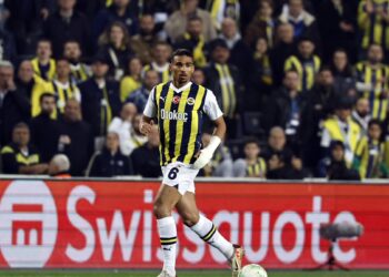 Ghana defender Alexander Djiku celebrates Fenerbahce’s Europa Conference League quarter-finals qualification