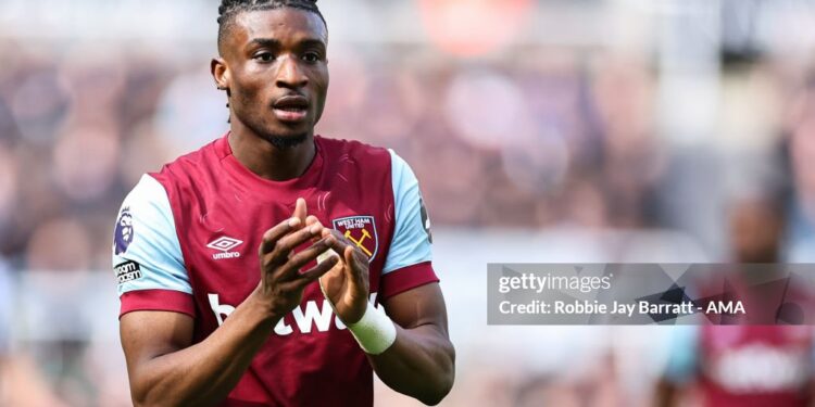 NEWCASTLE UPON TYNE, ENGLAND - MARCH 30: Mohammed Kudus of West Ham United during the Premier League match between Newcastle United and West Ham United at St. James Park on March 30, 2024 in Newcastle upon Tyne, England.(Photo by Robbie Jay Barratt - AMA/Getty Images)