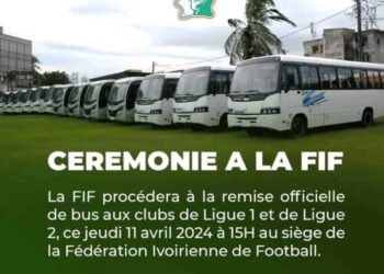 The Federation Ivorienne de Football hands buses to every Ligue 1 and 2 club in the country
