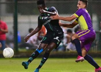 Ghanaian forward Benjamin Bernard Boateng scores for Al Ittihad against Ismaily in Egypt top-flight