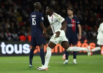 Ghana winder Ernest Nuamah scores for Lyon in defeat to PSG