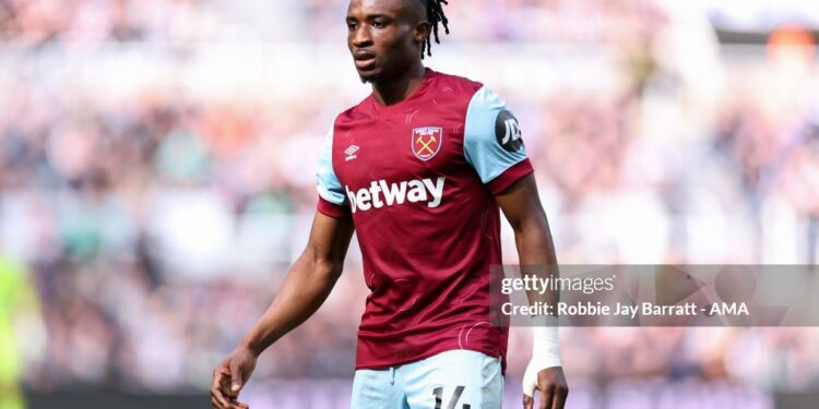 NEWCASTLE UPON TYNE, ENGLAND - MARCH 30: Mohammed Kudus of West Ham United during the Premier League match between Newcastle United and West Ham United at St. James Park on March 30, 2024 in Newcastle upon Tyne, England.(Photo by Robbie Jay Barratt - AMA/Getty Images)