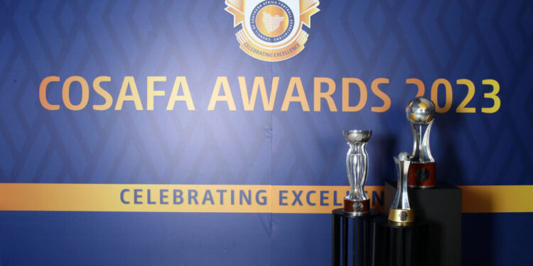 General View of the trophies during the 2024 COSAFA Awards at the Convention Centre, Sandton on the 09 May 2024 ©Muzi Ntombela/BackpagePix