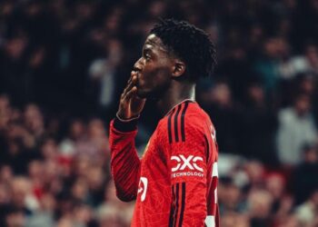 English-born Ghanaian midfielder Kobbie Mainoo scores in Manchester United’s FA Cup win over City