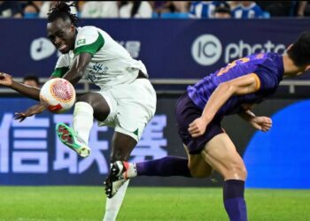 Ghanaian winger Deabeas Owusu-Sekyere scores a curler in Zhejiang Professional’s defeat to Tianjin Jinmen Tiger in China