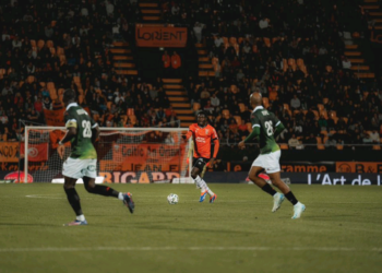 Nathaniel Adjei rejoices in Lorient victory in France