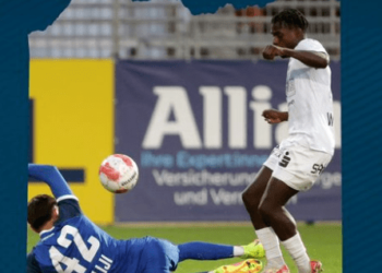 Charles-Jesaja Herrmann scores in SKU Amstetten’s thrilling draw with SV Horn in Austria