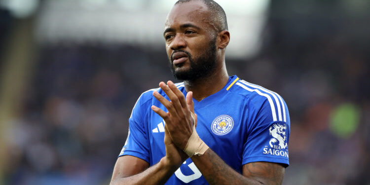 LEICESTER, ENGLAND - AUGUST 31: Leicester City's Jordan Ayew during the Premier League match between Leicester City FC and Aston Villa FC at The King Power Stadium on August 31, 2024 in Leicester, England. (Photo by Stephen White - CameraSport via Getty Images)
