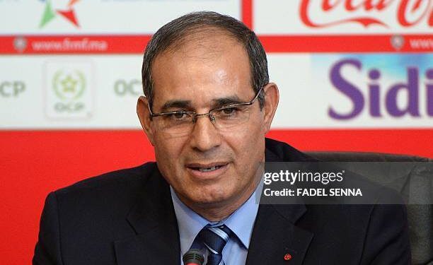 Morocco's Atlas Lions newly appointed coach Badou Zaki holds a press conference on May 2, 2014 in Rabat. AFP PHOTO / FADEL SENNA (Photo credit should read FADEL SENNA/AFP via Getty Images)