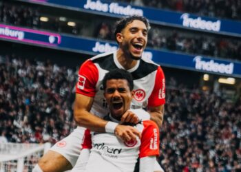 German-born Ghanaian forward Ansgar Knauff scores in Frankfurt’s emphatic win over Bochum