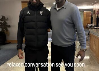Black Stars coach Otto Addo meets Belgium star of Ghanaian descent Pierre Dwomoh in London