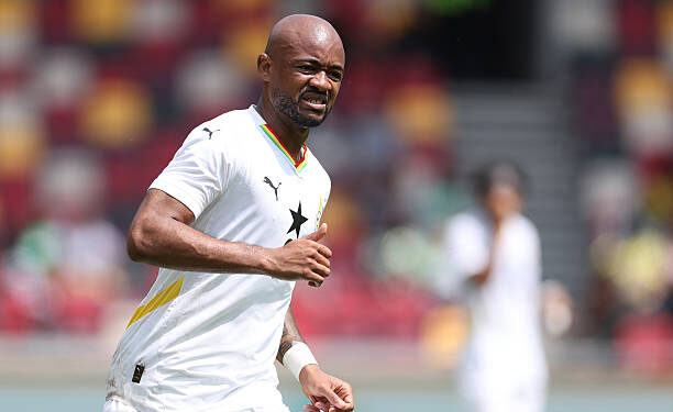 BRENTFORD, ENGLAND - MAY 31: Jordan Ayew of Ghana during The Unity Cup 3rd/4th Play Off match between Ghana and Trinidad and Tobago at Gtech Community Stadium on May 31, 2025 in Brentford, England. (Photo by Catherine Ivill - AMA/Getty Images)