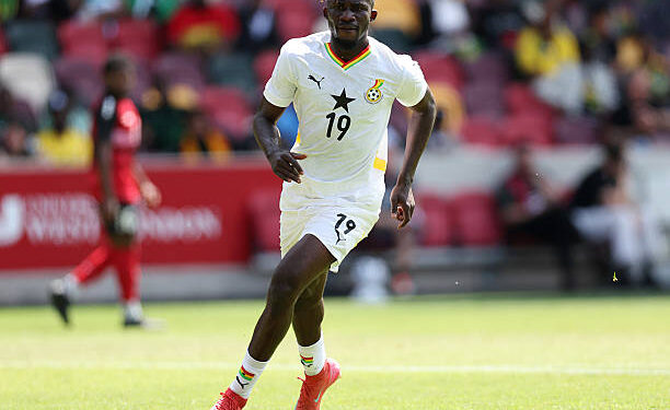 BRENTFORD, ENGLAND - MAY 31: Felix Afena-Gyan of Ghana during the Cup 3rd/4th Play Off between Ghana and Trinidad and Tobago at Gtech Community Stadium on May 31, 2025 in Brentford, England. (Photo by Harry Murphy/Getty Images)