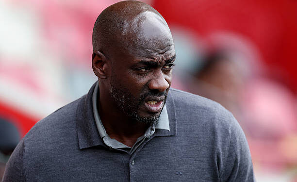 BRENTFORD, ENGLAND - MAY 31: Otto Addo, head coach of Ghana, before the Cup 3rd/4th Play Off between Ghana and Trinidad and Tobago at Gtech Community Stadium on May 31, 2025 in Brentford, England. (Photo by Harry Murphy/Getty Images)