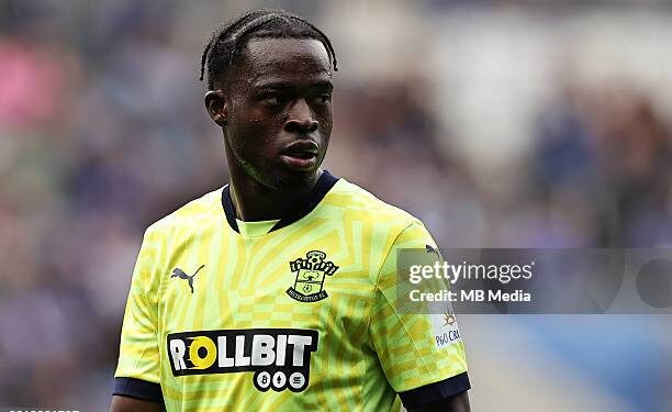LEICESTER, ENGLAND - MAY 3: Kamaldeen Sulemana of Southampton during the Premier League match between Leicester City FC and Southampton FC at The King Power Stadium on May 3, 2025 in Leicester, England. (Photo by James Holyoak/MB Media/Getty Images)