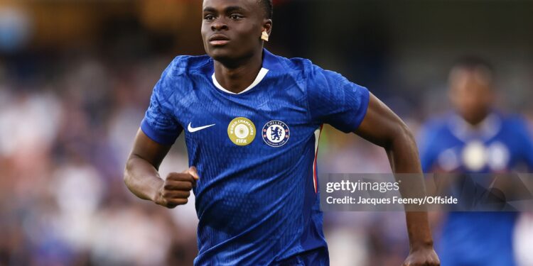 LONDON, ENGLAND - AUGUST 8: Tyrique George of Chelsea during the pre-season friendly match between Chelsea and Bayer Leverkusen at Stamford Bridge on August 8, 2025 in London, England. (Photo by Jacques Feeney/Offside/Offside via Getty Images)