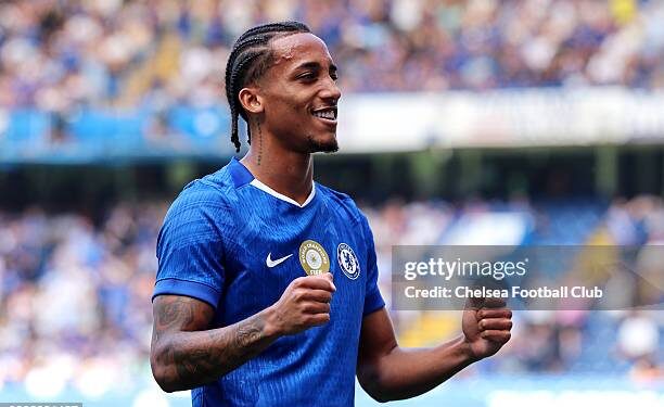 LONDON, ENGLAND - AUGUST 10: Joao Pedro of Chelsea celebrates scoring his team's second goal during the pre-season friendly match between Chelsea and AC Milan at Stamford Bridge on August 10, 2025 in London, England. (Photo by Chelsea Football Club/Chelsea FC via Getty Images)
