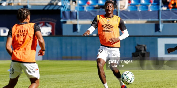 32 Nathaniel ADJEI (fcl) during the Ligue 2 BKT match between Caen and Lorient at Stade Michel-d'Ornano on October 5, 2024 in Caen, France. (Photo by Loic Baratoux/FEP/Icon Sport via Getty Images)
